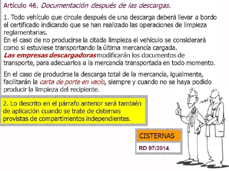 MERCANCIAS PELIGROSAS 22 DOCUMENTACION DESPUES DE  DESCARGAS RD97-2014